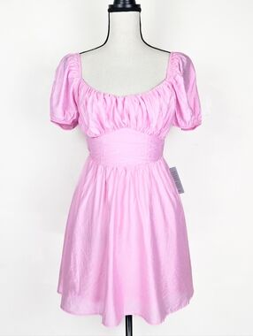 🦋LAST🦋 NWT Blu Pepper Puff Sleeve Back Tie Mini Dress, Pink, Size Small